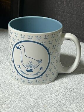 80’s Vintage Country Blue White Goose Coffee Mug Cup Cottagecore Dainty